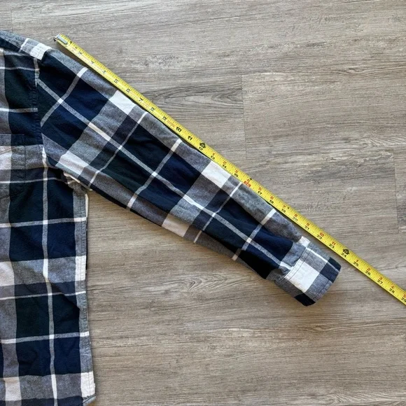 Chaps Performance Flannel Shirt Blue Black Plaid Mens Large Outdoors Button Up - Picture 5 of 5